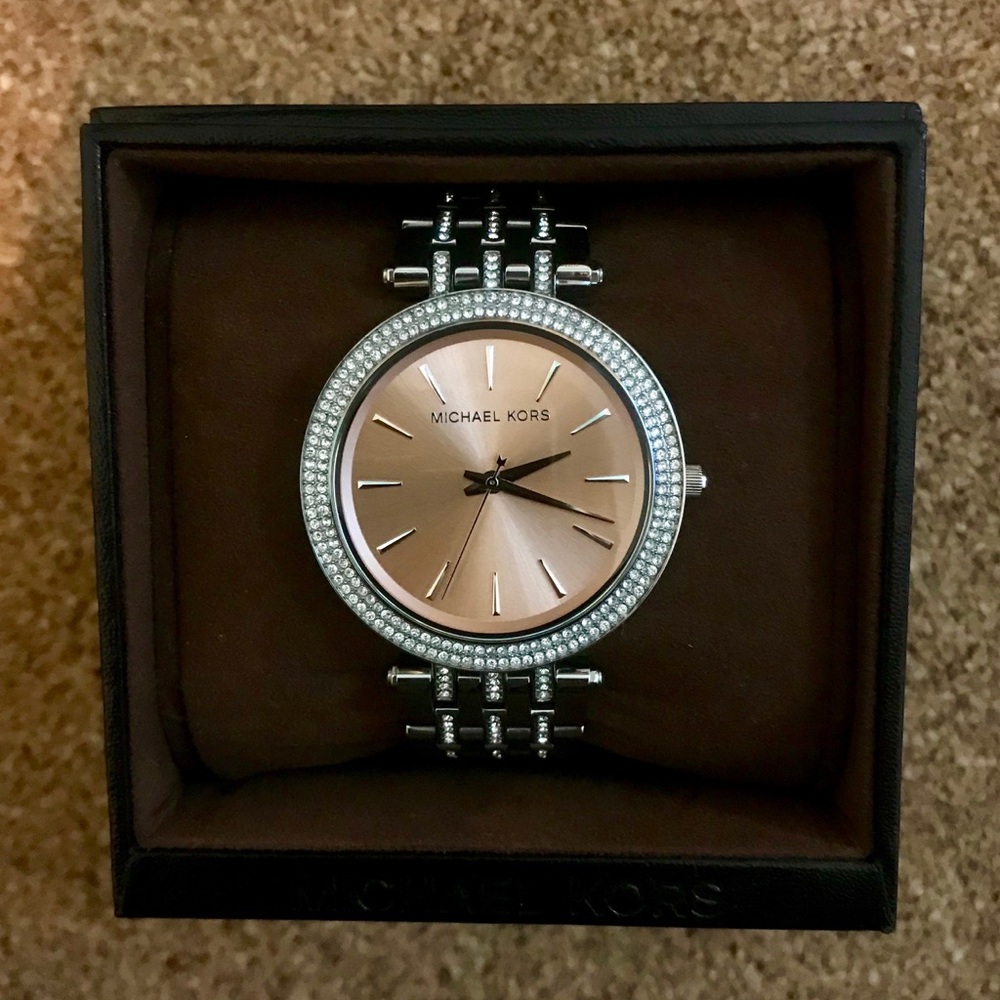 Michael Kors Women’s MK3218 Silver-Tone Glitz Rose